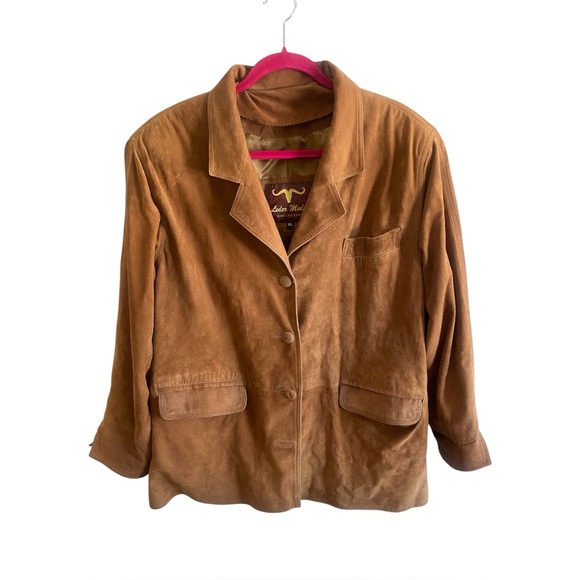 Leder Modem Collection Men’s/ Women’s Leather Jacket XL Suede Tan Western Cowboy - Picture 1 of 11